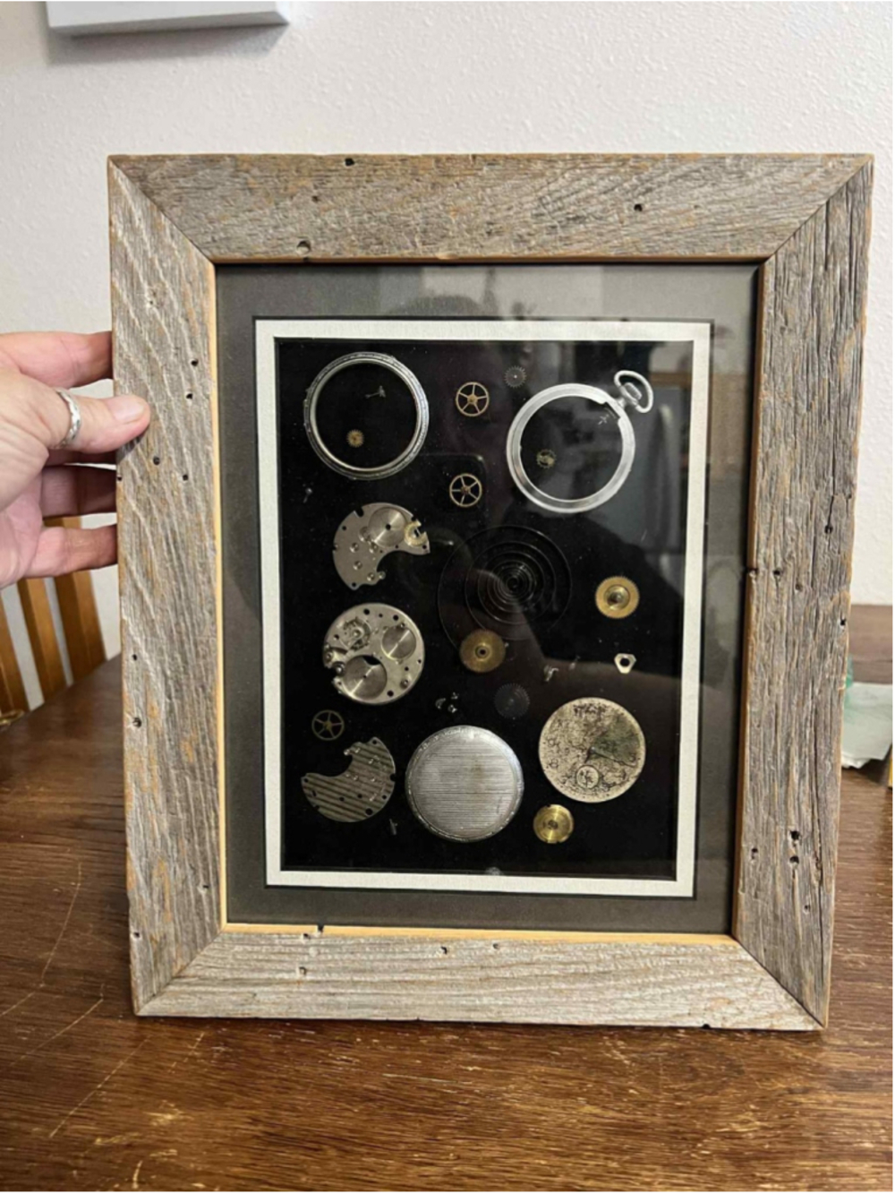 Antique Ingersoll Pocket Watch Parts Framed Display Early 1900s Watch Movement